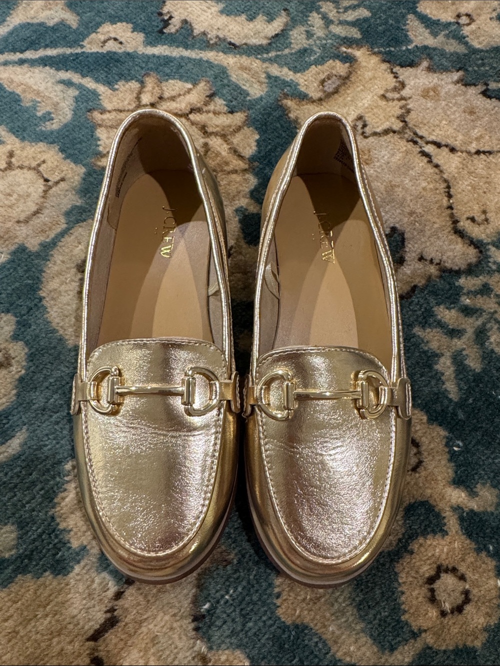 J. Crew Metallic Gold Kids' Loafers with Horsebit